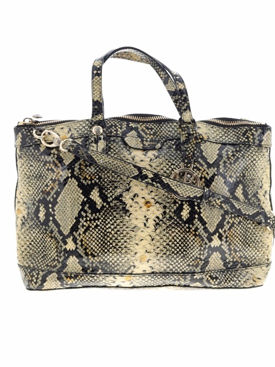 henri bendel Handbags - Henri Bendel W 57th Uptown Satchel Python Embossed yellow and black leather NWOT